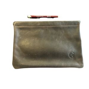 Girl Set Free Genuine Leather Pouch, never used, charcoal gray